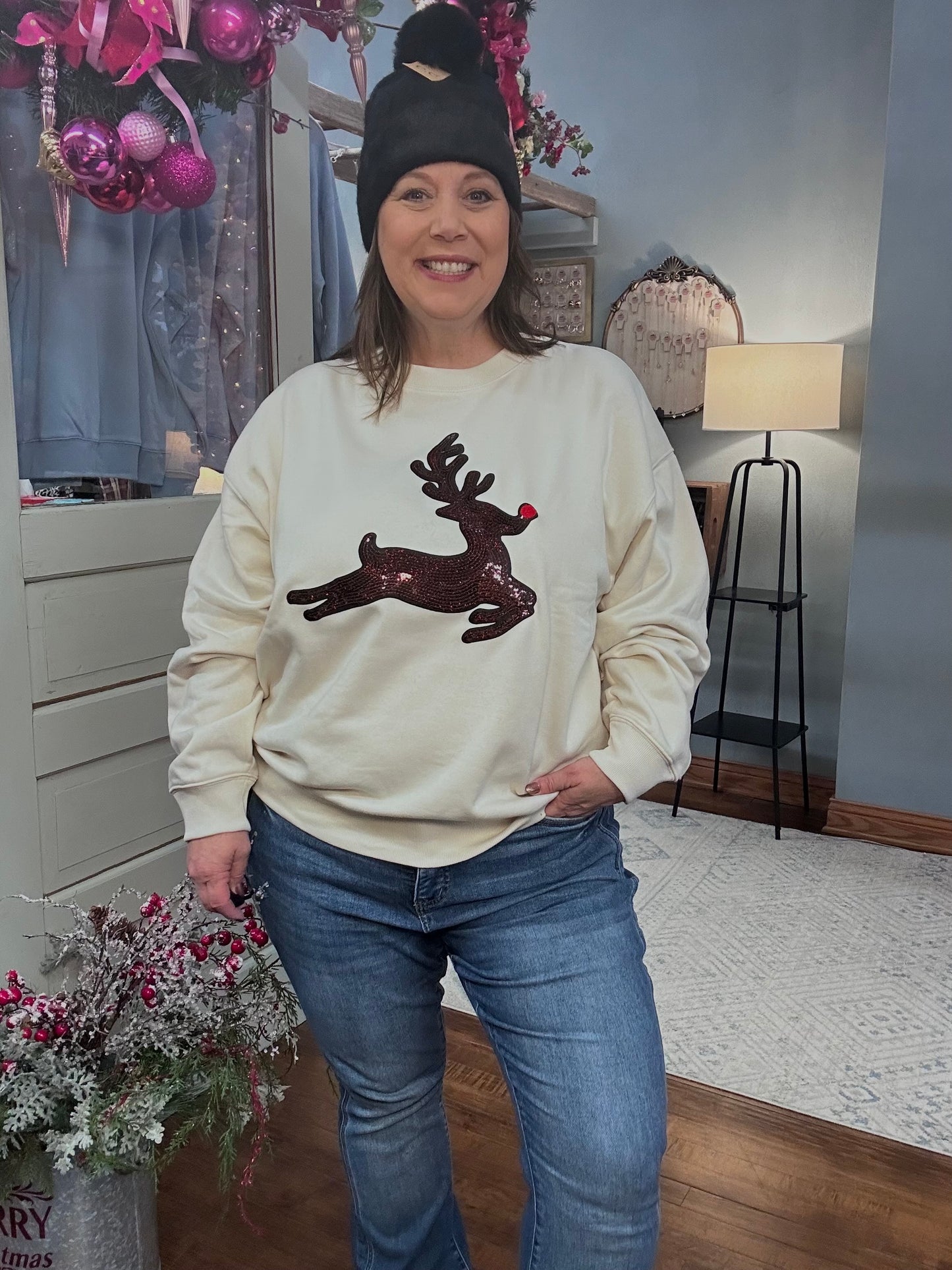 Rudolph Sequin Sweatshirt