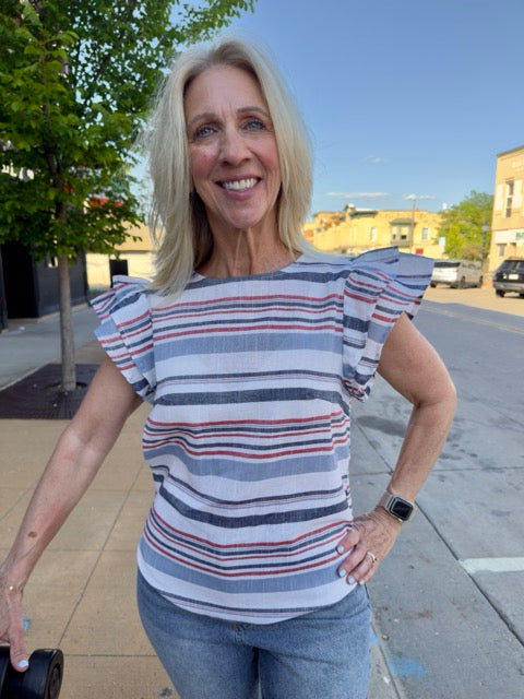 Striped Ruffle Top